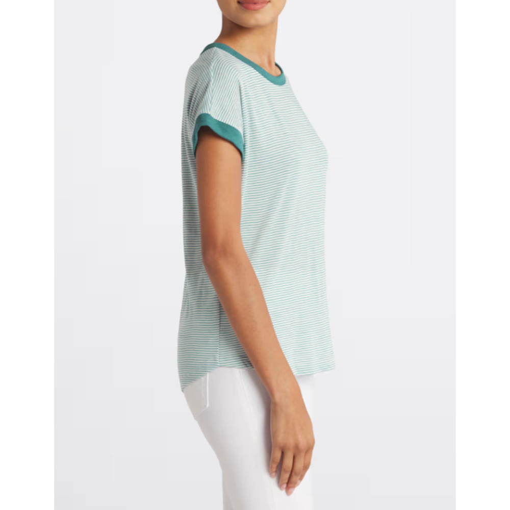 NWT Womens XL Pink Clover Elysia Teal Green Short Sleeve Knit Top Rayon TeeShirt - Picture 4 of 8